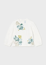 Load image into Gallery viewer, MAYORAL &lt;BR&gt;
Long Sleeved Flower Motif Baby Girl Tee-Shirt &lt;BR&gt;
Cream&lt;BR&gt;
