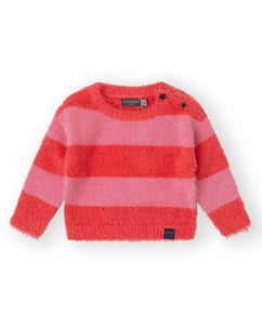 CANADA HOUSE <BR>
Sift, Striped Girls Jumper <BR>
Coral And Peach <BR>