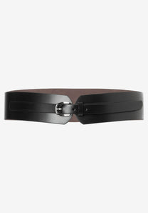 MORE & MORE <BR>
Wide Leather Belt <BR>
Black <BR>