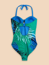 Load image into Gallery viewer, WHITE STUFF &lt;BR&gt;
Belle Printed Bandeau Swimsuit &lt;BR&gt;
Green print &lt;BR&gt;
