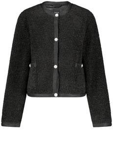 TAIFUN <BR>
Plush Chenille cardigan jacket <BR>
Black <BR>