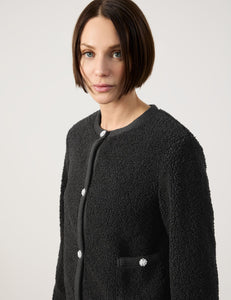 TAIFUN <BR>
Plush Chenille cardigan jacket <BR>
Black <BR>