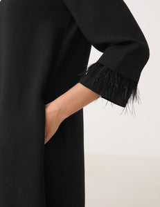 GERRY WEBER <BR>
Dress with detachable feather cuff <BR>
Black <BR>