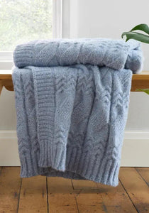 BIANCA <BR>
Cosy Soft Cable Knit Throw <BR>
Blue or Grey <BR>