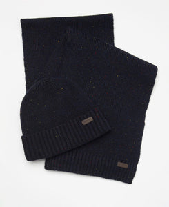 BARBOUR <BR>
Carlton Beanie & Scarf Gift Set <BR>
Navy Marl <BR>