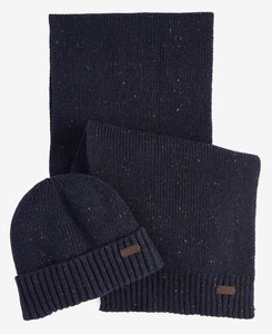 BARBOUR <BR>
Carlton Beanie & Scarf Gift Set <BR>
Navy Marl <BR>