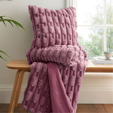 Load image into Gallery viewer, BIANCA &lt;BR&gt;
Carved Faux Fur Cushion &lt;BR&gt;
Blue or Pink Available &lt;BR&gt;
