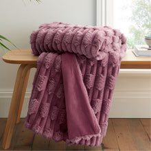 Load image into Gallery viewer, BIANCA &lt;BR&gt;
Carved Faux Fur Throw &lt;BR&gt;
Blue or Pink available &lt;BR&gt;
