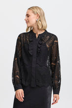 Load image into Gallery viewer, FRANSA &lt;BR&gt;
Cate Lace Ruffle Blouse &lt;BR&gt;
Black &lt;BR&gt;
