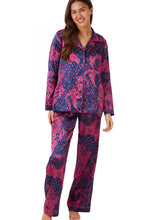 Load image into Gallery viewer, INDIGO SKY &lt;BR&gt;
Hot Cheetah Print Revere Collar Satin Pyjamas &lt;BR&gt;
Cerise or Teal available &lt;BR&gt;
