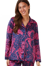 Load image into Gallery viewer, INDIGO SKY &lt;BR&gt;
Hot Cheetah Print Revere Collar Satin Pyjamas &lt;BR&gt;
Cerise or Teal available &lt;BR&gt;
