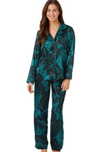 Load image into Gallery viewer, INDIGO SKY &lt;BR&gt;
Hot Cheetah Print Revere Collar Satin Pyjamas &lt;BR&gt;
Cerise or Teal available &lt;BR&gt;
