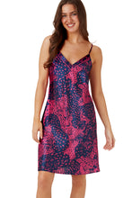 Load image into Gallery viewer, INDIGO SKY &lt;BR&gt;
Hot Cheetah Print Silky Satin Chemise &lt;BR&gt;
Teal or Cerise available &lt;BR&gt;
