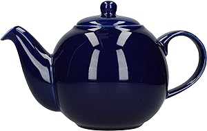 LONDON POTTERY <BR>
Globe 6 Cup, Ceramic Teapot with Strainer <BR>
Cobalt Blue <BR>