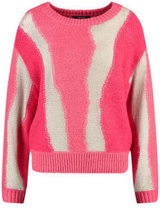 TAIFUN <BR>
Jumper with a colourful pattern <BR>
Sand & Coral mix