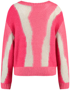 TAIFUN <BR>
Jumper with a colourful pattern <BR>
Sand & Coral mix