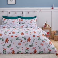 Load image into Gallery viewer, CATHERINE LANSFIELD &lt;BR&gt;
Gingerbread Christmas Duvet Set &lt;BR&gt;
Blue Multi &lt;BR&gt;
