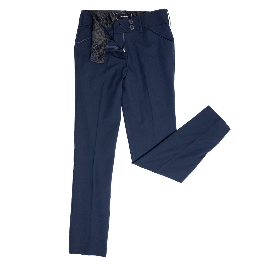 SCHOOL TROUSERS <BR>
Portofino Narrow Leg, Zip Pocket, Girls Trousers <BR>
Navy & Grey <BR>