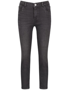 TAIFUN <BR>
7/8-length jeans in a slim fit with stud embellishment <BR>
Grey <BR>