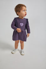 Load image into Gallery viewer, CANADA HOUSE &lt;BR&gt;
Striped Dress &lt;BR&gt;
Purple &lt;BR&gt;
