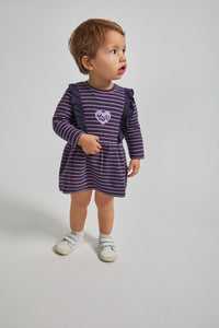 CANADA HOUSE <BR>
Striped Dress <BR>
Purple <BR>