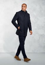 Load image into Gallery viewer, BROOK TAVERNER &lt;BR&gt;
Mercer Herringbone Wool Blend Car Coat &lt;BR&gt;
Navy &lt;BR&gt;
