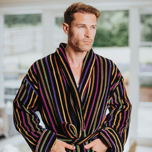 BOWN OF LONDON <BR>
Mozart Men's Dressing Gown <BR>
Striped Multi <BR>