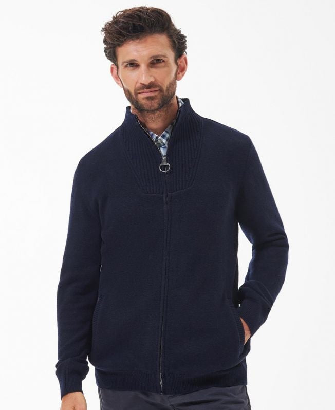 BARBOUR <BR>
Nelson Full Zip Knit <BR>
Available in Navy & Stone <BR>