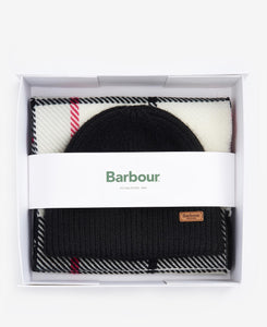 BARBOUR <BR>
Pendal hat & Scarf Boxed set <BR>
Pink, Monochrome <BR>