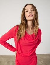 Load image into Gallery viewer, TAIFUN &lt;BR&gt;
Feminine dress with a cowl neckline &lt;BR&gt;
Red &lt;BR&gt;
