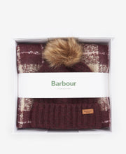 Load image into Gallery viewer, BARBOUR &lt;BR&gt;
Saltburn Hat &amp; Scarf Boxed Set &lt;BR&gt;
Cabernet &lt;BR&gt;
