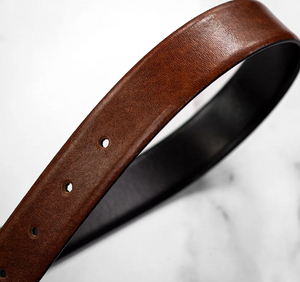 OXFORD LEATHERCRAFT<BR>
Ibex 35mm Formal Reversible Belt<BR>
Black/Tan and Black/Burgundy<BR>