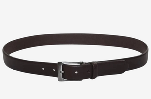 OXFORD LEATHERCRAFT<BR>
Ibex Rolled Edge Leather Belt<BR>
Black/Brown<BR>