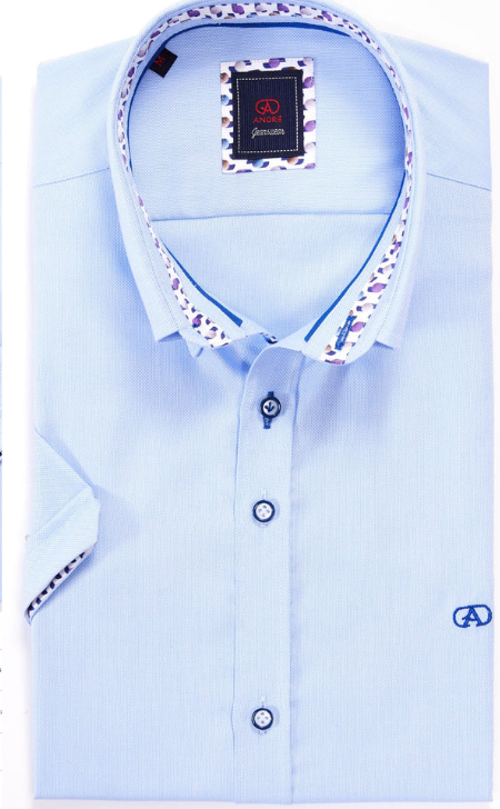 MEYER<BR>
Baggot Short Sleeve Shirt<BR>
Blue/White<BR>