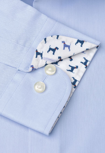 BROOK TAVERNER<BR>
Regular and Tailored Fit Herringbone Cotton Stretch Shirt<BR>
Sky Blue<BR>