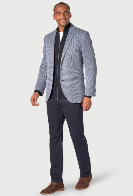 BROOK TAVERNER<BR>
Becker Knitted Puppytooth Jacket<BR>
Sky Blue<BR>