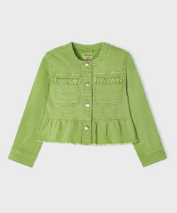 MAYORAL<BR>
Twill Ruffle Jacket<BR>
Apple<BR>