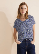 Load image into Gallery viewer, STREET ONE&lt;BR&gt;
Material Mix Print Top&lt;BR&gt;
Royal Blue&lt;BR&gt;
