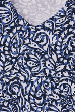 Load image into Gallery viewer, STREET ONE&lt;BR&gt;
Material Mix Print Top&lt;BR&gt;
Royal Blue&lt;BR&gt;
