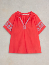 Load image into Gallery viewer, WHITE STUFF&lt;BR&gt;
Anna Embroider Top&lt;BR&gt;
Orange&lt;BR&gt;
