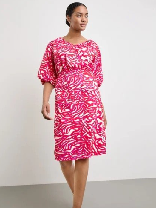 TAIFUN<BR>
Digital Red Patterned Dress<BR>
Red<BR>