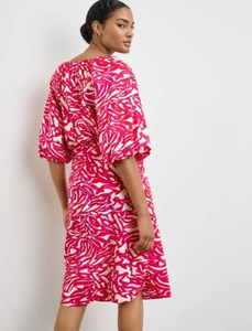 TAIFUN<BR>
Digital Red Patterned Dress<BR>
Red<BR>