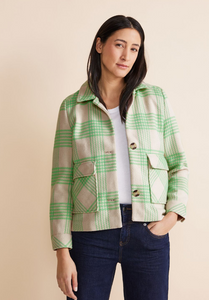 STREET ONE<BR>
Short Check Jacket<BR>
Green<BR>