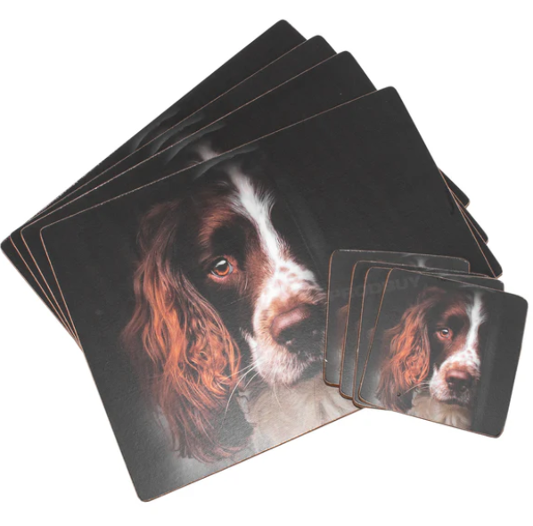 TRADESTOCK HOME<BR>
IStyle 4X Springer Spaniel Placemats/Coasters<BR>