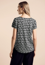 Load image into Gallery viewer, STREET ONE&lt;BR&gt;
Materialmix T-Shirt&lt;BR&gt;
Black Pattern&lt;BR&gt;
