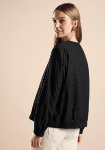 STREET ONE<BR>
Blouson with Embroidery Jacket<BR>
Black<BR>