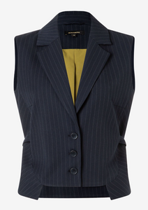 MORE AND MORE<BR>
Pinstripe Vest<BR>
Navy<BR>