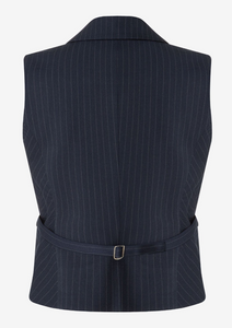 MORE AND MORE<BR>
Pinstripe Vest<BR>
Navy<BR>