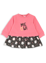 Load image into Gallery viewer, BABYBOL&lt;BR&gt;
Baby Girl Meow Sweater&lt;BR&gt;
Fuchsia&lt;BR&gt;
