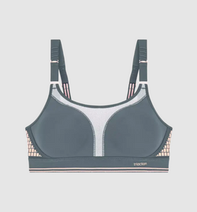 TRIUMPH <BR>
Unpadded Triaction Extreme Lite Sports Bra <BR>
White with peach trim <BR>